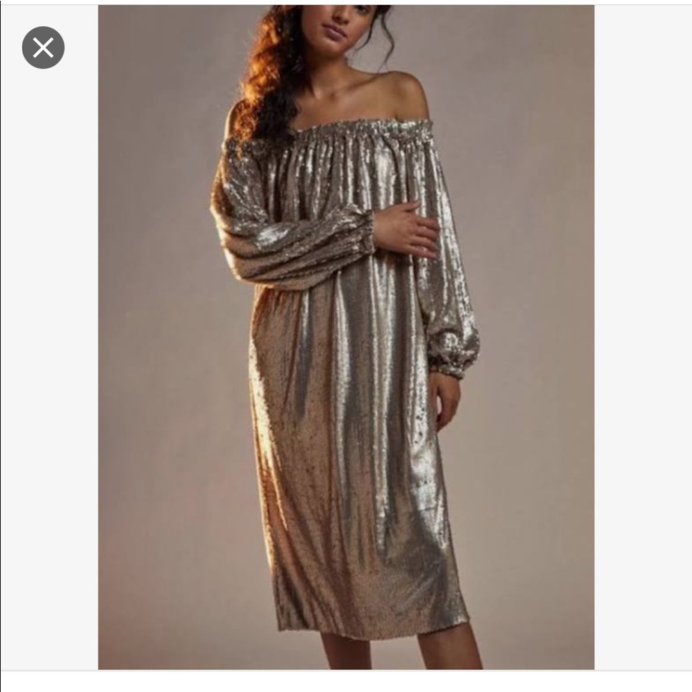 Anthropologie Calliope gold sequin dress.. excellent condition